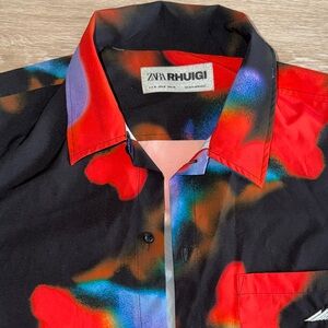 Zara Rhuigi Red and Black Short Sleeve Shirt